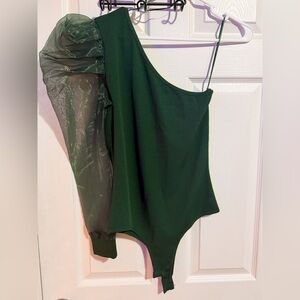 Dark Green Ribbed bodysuit